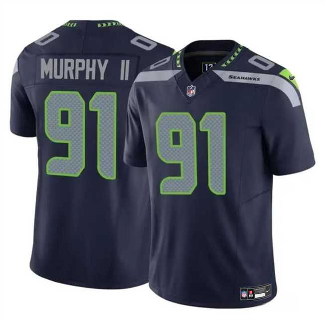 Men & Women & Youth Seattle Seahawks #91 Byron Murphy II Navy 2024 Draft F.U.S.E Vapor Limited Stitched Jersey->seattle seahawks->NFL Jersey